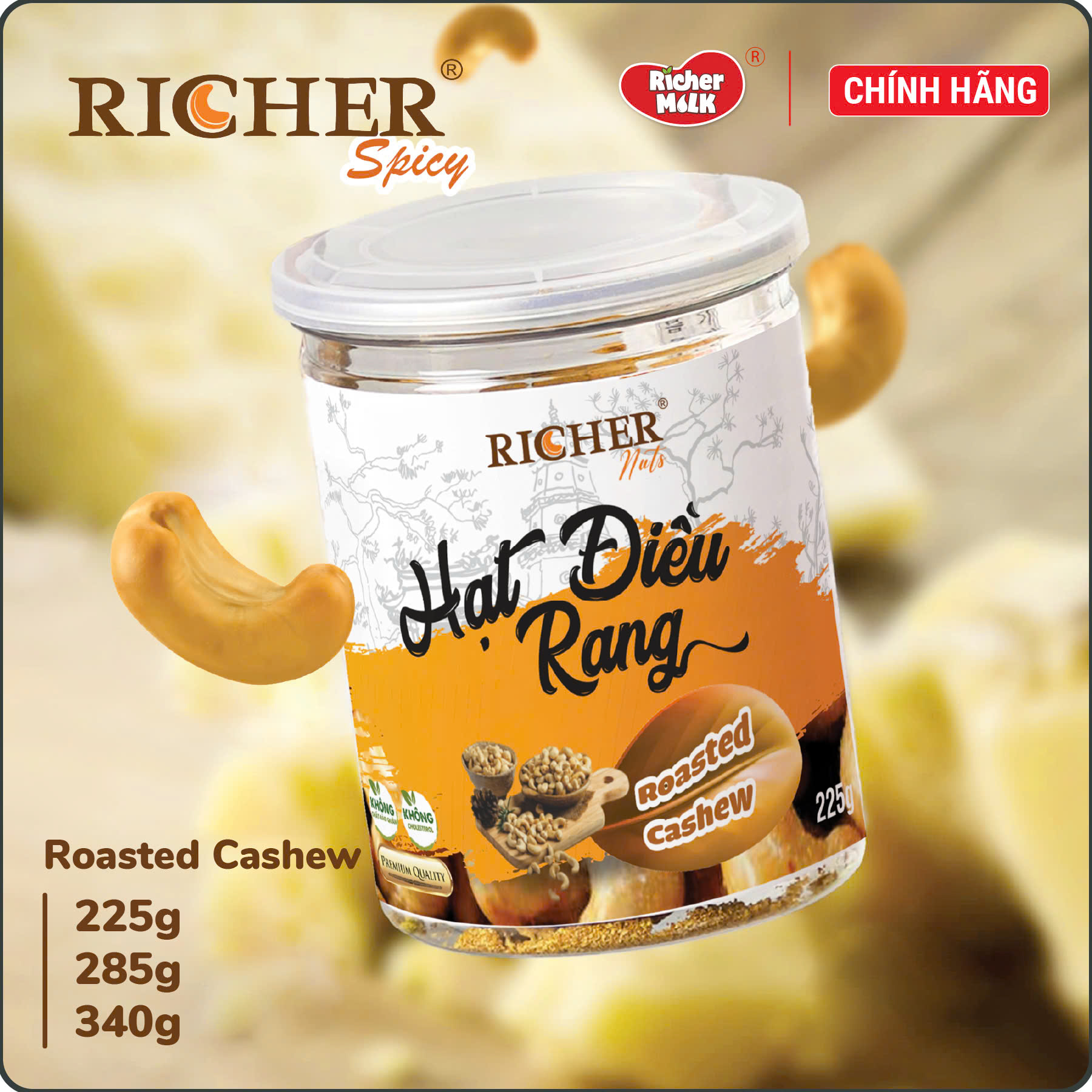 Hạt Điều Rang Thường Richer Nuts ( 340gr, 285gr, 225gr)
