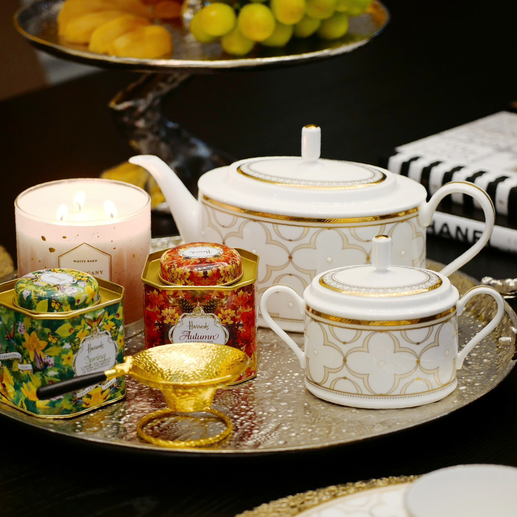 Bộ Bàn Trà / Coffee 15 Món Noritake dòng Trefolio Gold sứ xương cao cấp