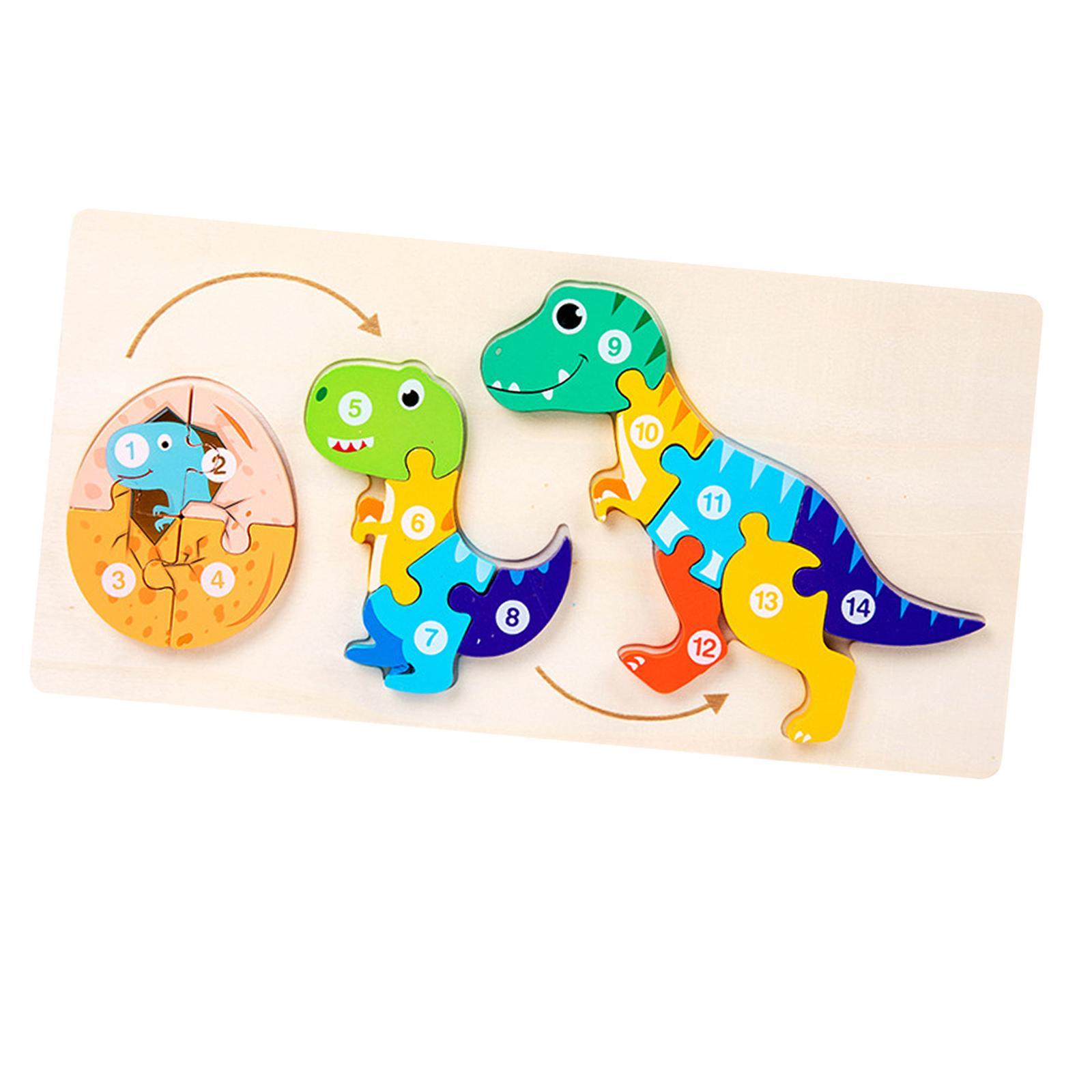 Animals Colorful wooden Cartoon Animal Shape Jigsaw Montessori Toy for Toddler