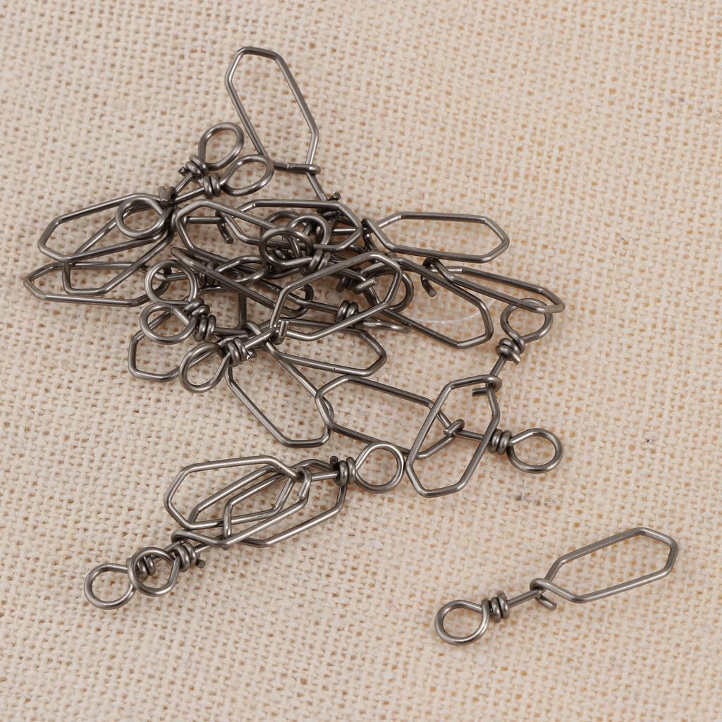 20Pcs High Strength Fishing Rolling Swivel with Coastlock Snap, Copper Stainless Steel Connector