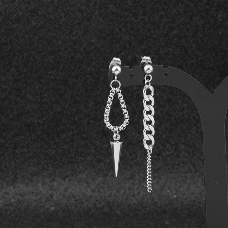 Bông tai unisex khuyên tai khoen tròn mũi nhọn bất đối xứng