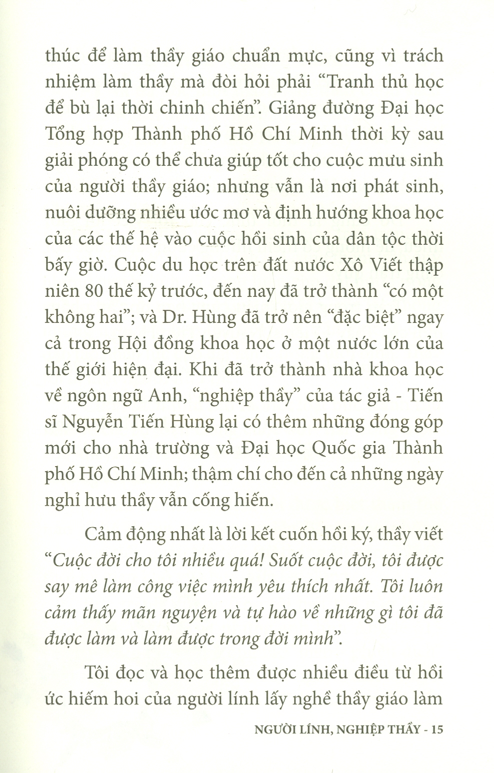 Người Lính, Nghiệp Thầy (Bản in màu)