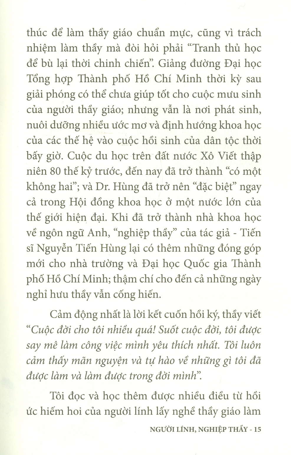 Người Lính, Nghiệp Thầy (Bản in màu)