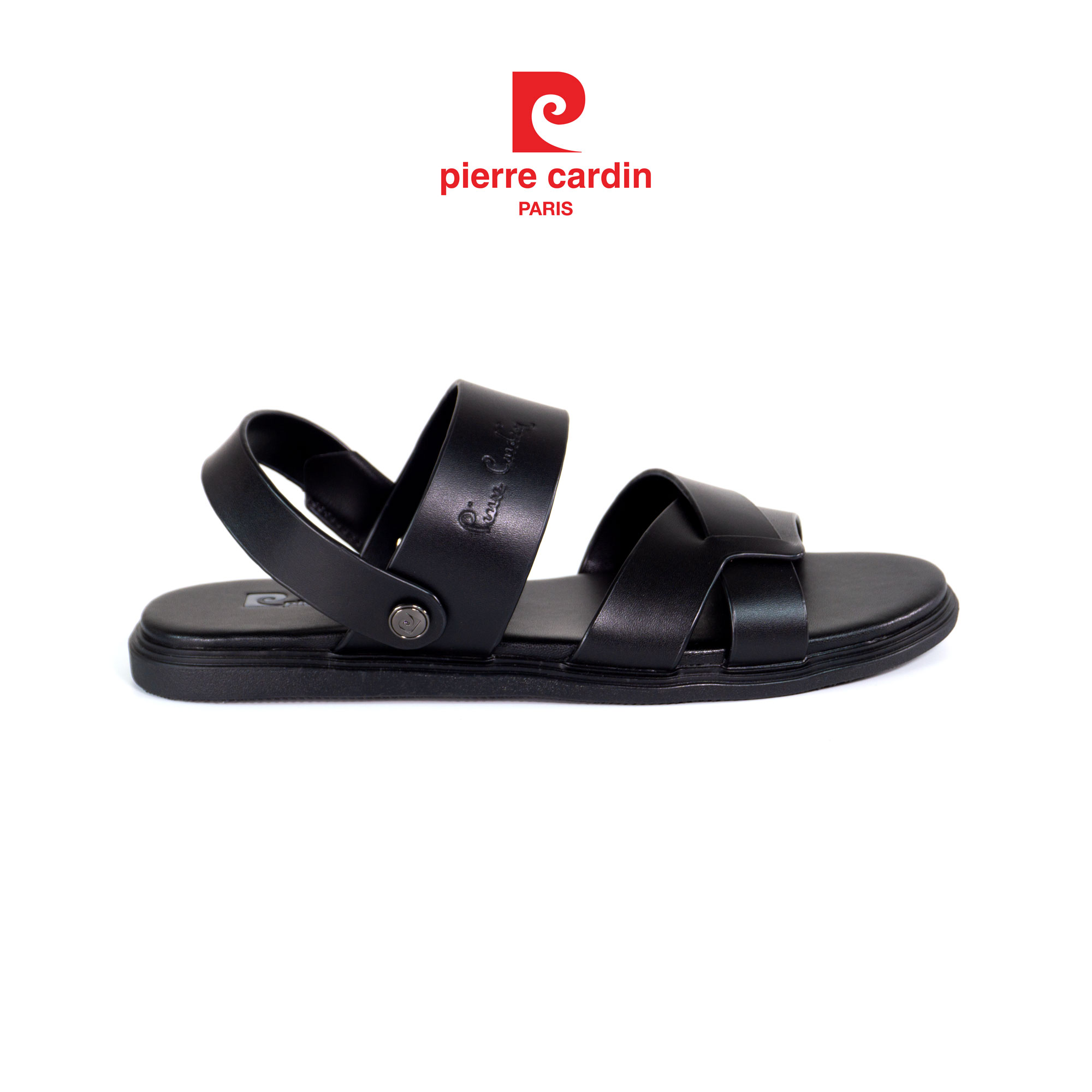 Sandals Da Cổ Điển Khắc Chìm Logo Pierre Cardin - PCMFWLE 159