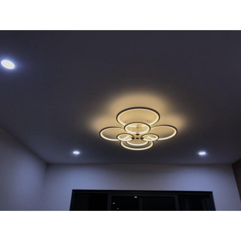 Đèn Mâm Led Ốp Trần 8 Cánh Hình Hoa Trang Trí Phòng Khách,Ngủ, Có Điều Khiển Từ Xa Phân Tầng 3 Chế Độ Ánh Sáng