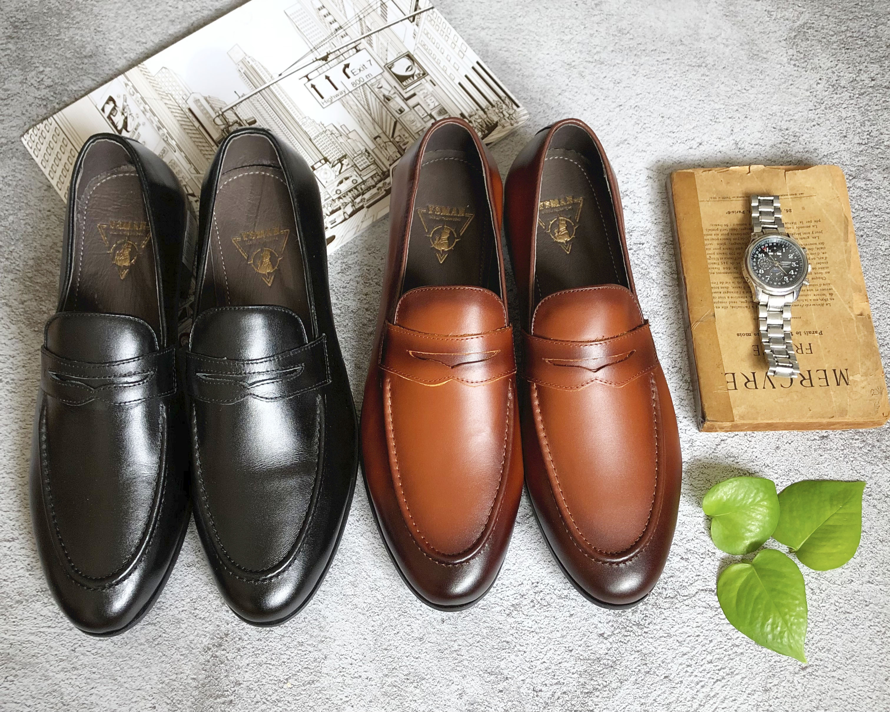 Giày Tây Lười Nam Loafer VSMAN 100% Da Bò Thật Cao Cấp Bắt Ngang Không Khóa Nam Tính Trẻ Trung Hiện Đại - HHG036