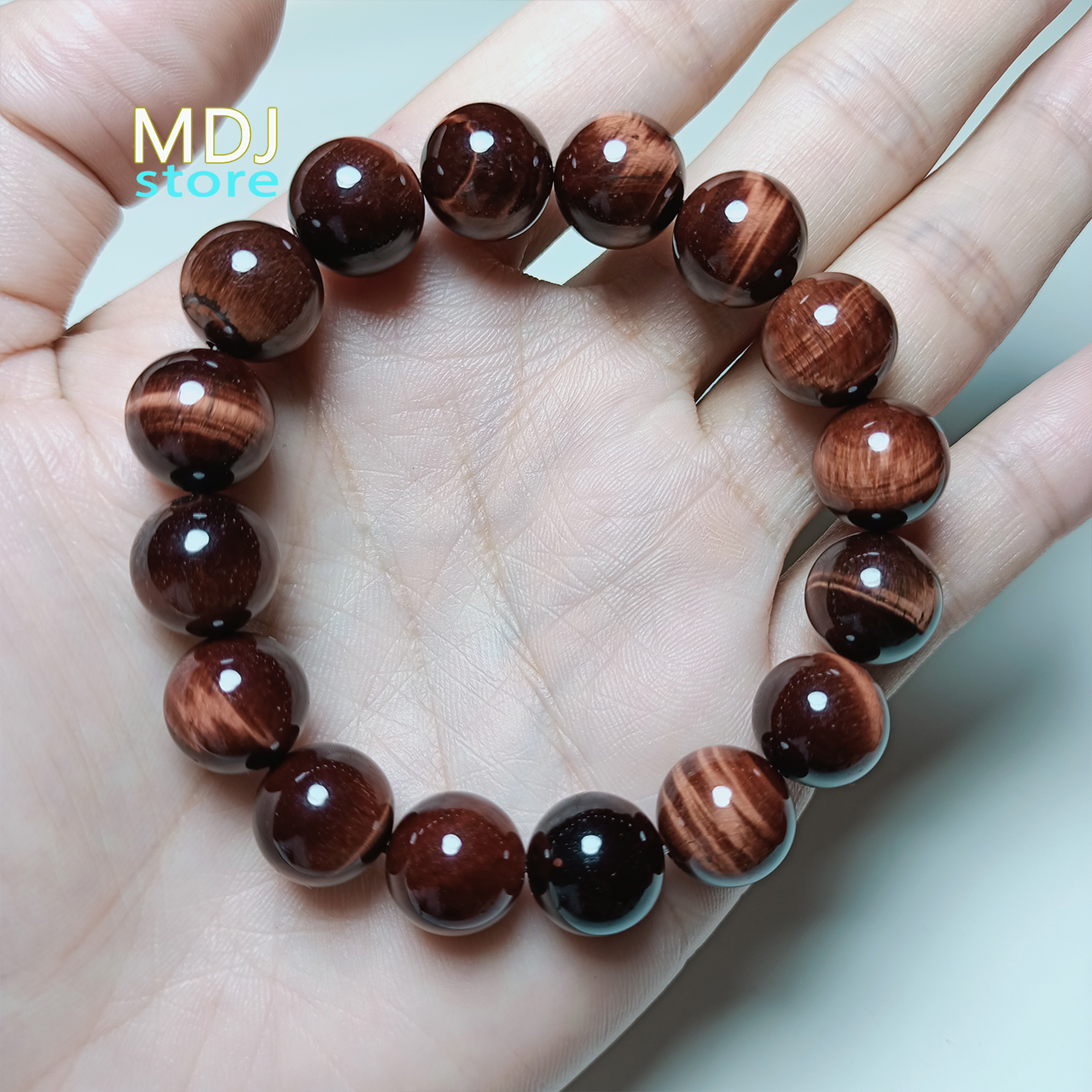 Vòng tay phong thủy đá mắt hổ MDJ VIP 10 và 12 li đeo tay nam nữ đẹp hợp mệnh kim thủy mộc hỏa thổ