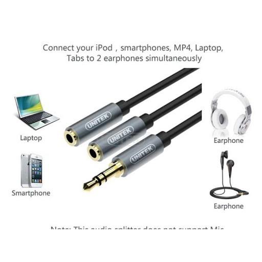 Cáp Loa Audio 3.5mm 1 ra 2 UNITEK (Y-C 956ABK) - HÀNG CHÍNH HÃNG