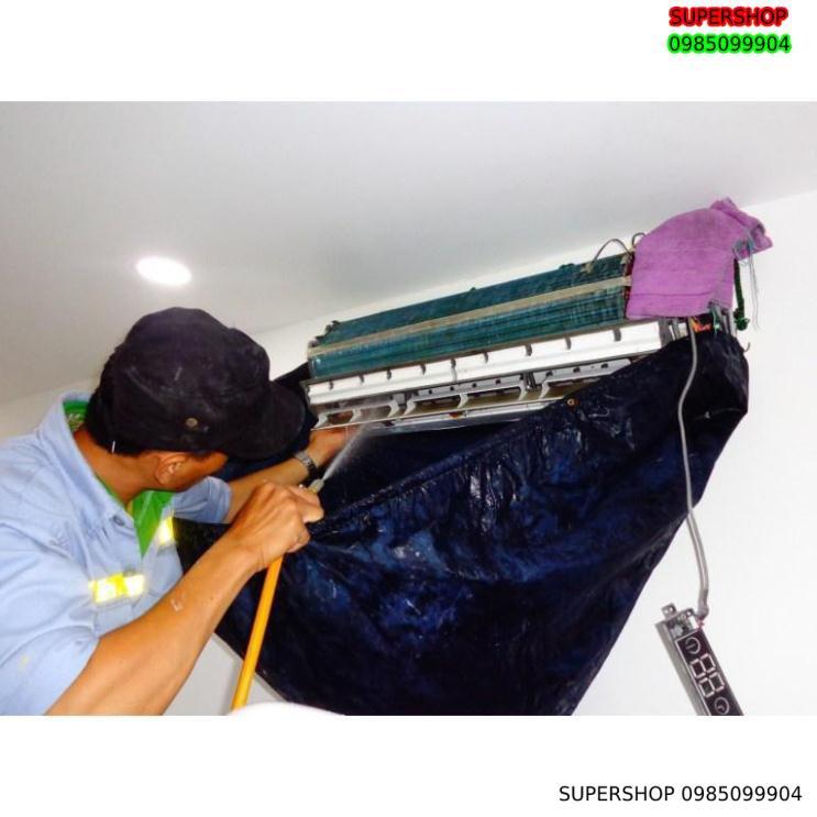 Áo Trùm Vệ Sinh Máy Lạnh 2m5 - Túi xịt rửa vệ sinh điều hòa âm trần túi vệ sinh máy lạnh treo tường màu đen