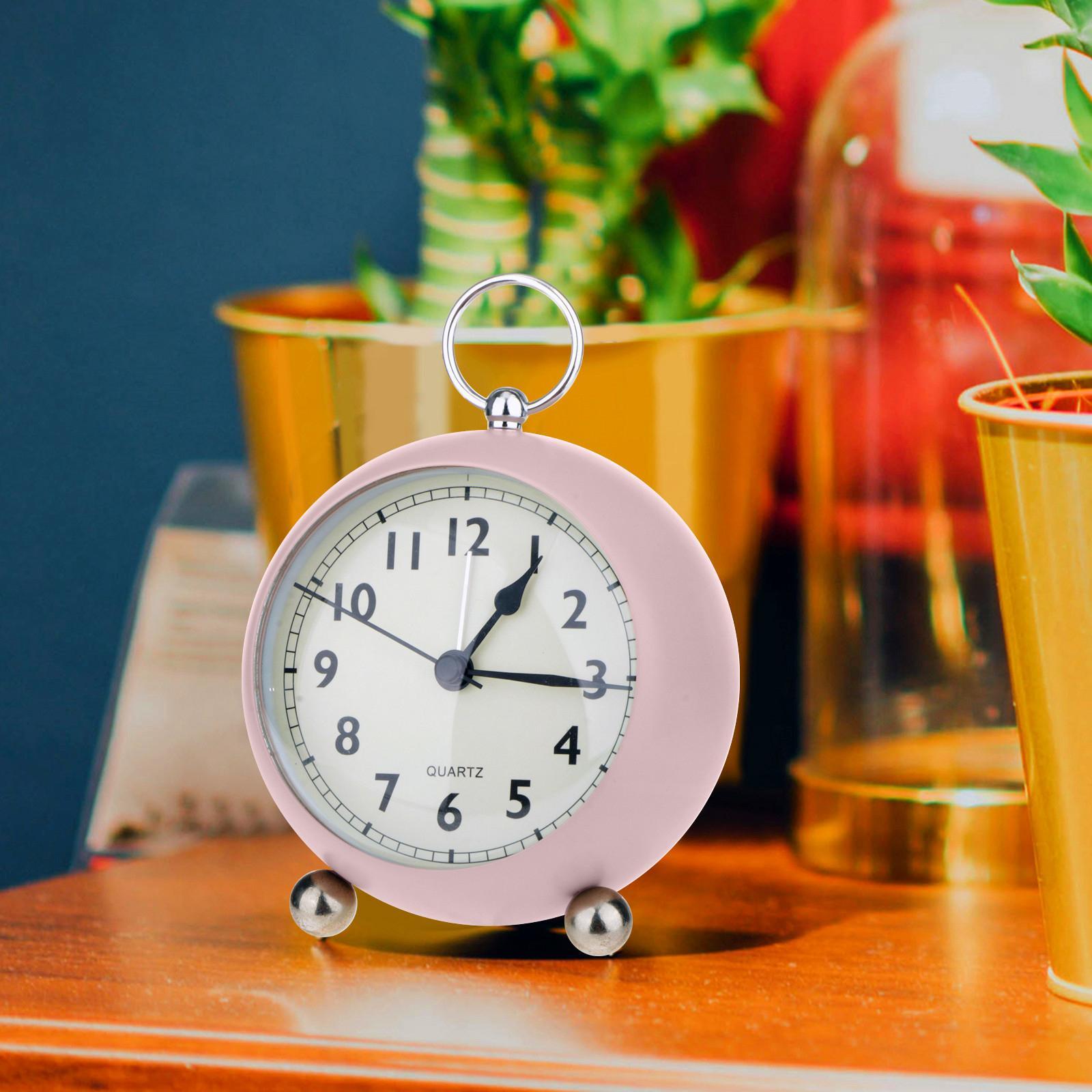 2Pcs Silent Bedside quartz clock Table Alarm Clock