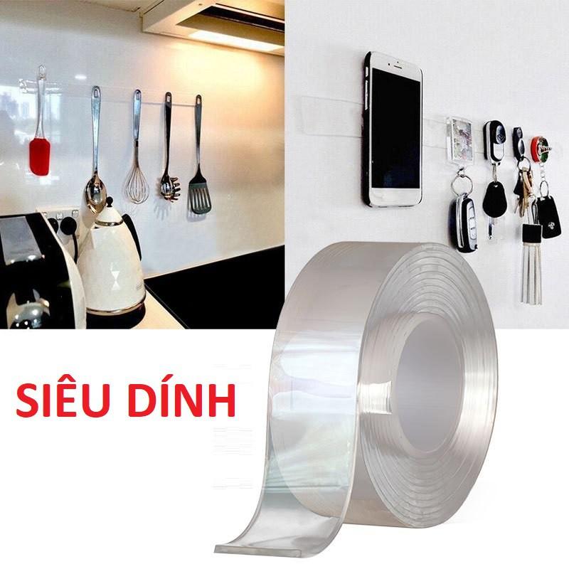 Băng Keo Nano Dán 2 Mặt Trong Suốt / Băng Dính 2 Mặt Đa Năng dài 3 mét
