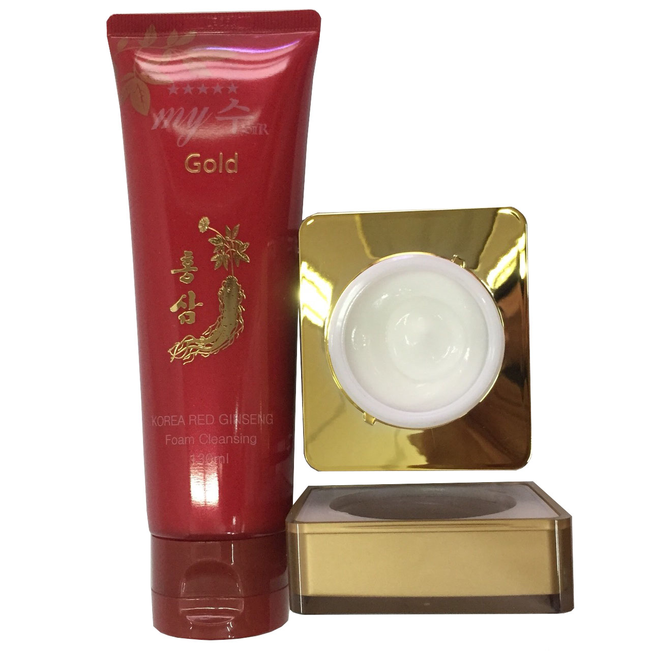 Combo sữa rửa mặt và kem dưỡng mặt nhân sâm ban ngày White Cream My Gold Hàn Quốc