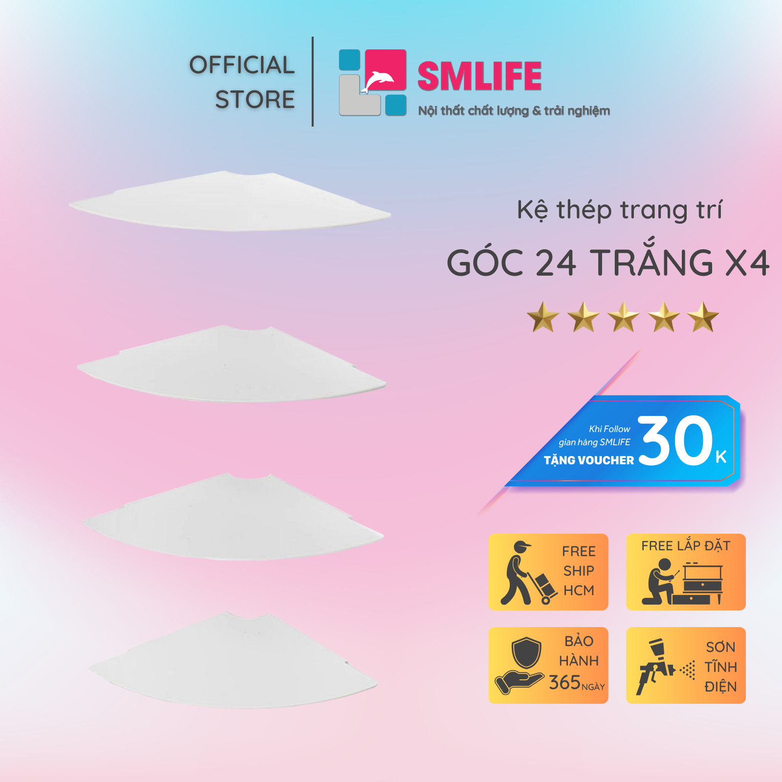 Kệ góc tường tam giác 24 (set 4)
