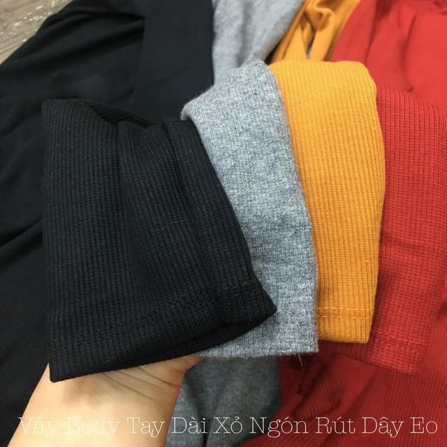 VÁY BODY TAY DÀI XỎ NGÓN RÚT DÂY THỜI TRANG XIXO - DAM0011