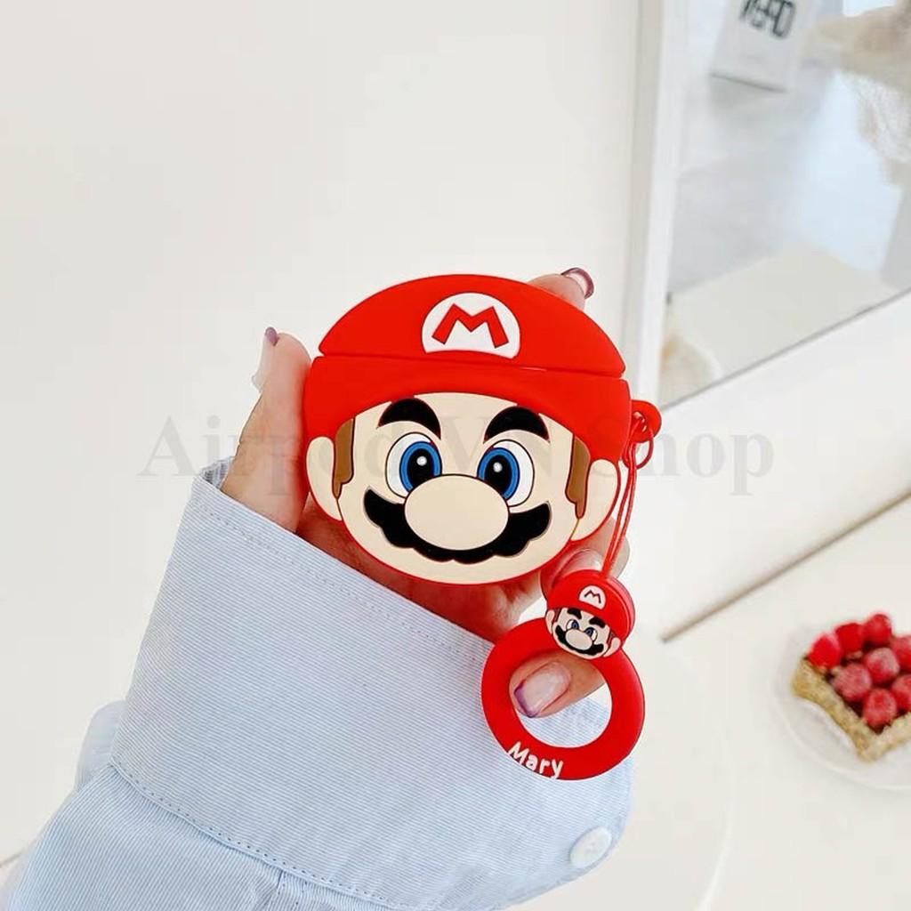 Bao Case Ốp dành cho Airpods 1- 2, Airpods Pro silicon 3D Mario & Mushroom cao cấp