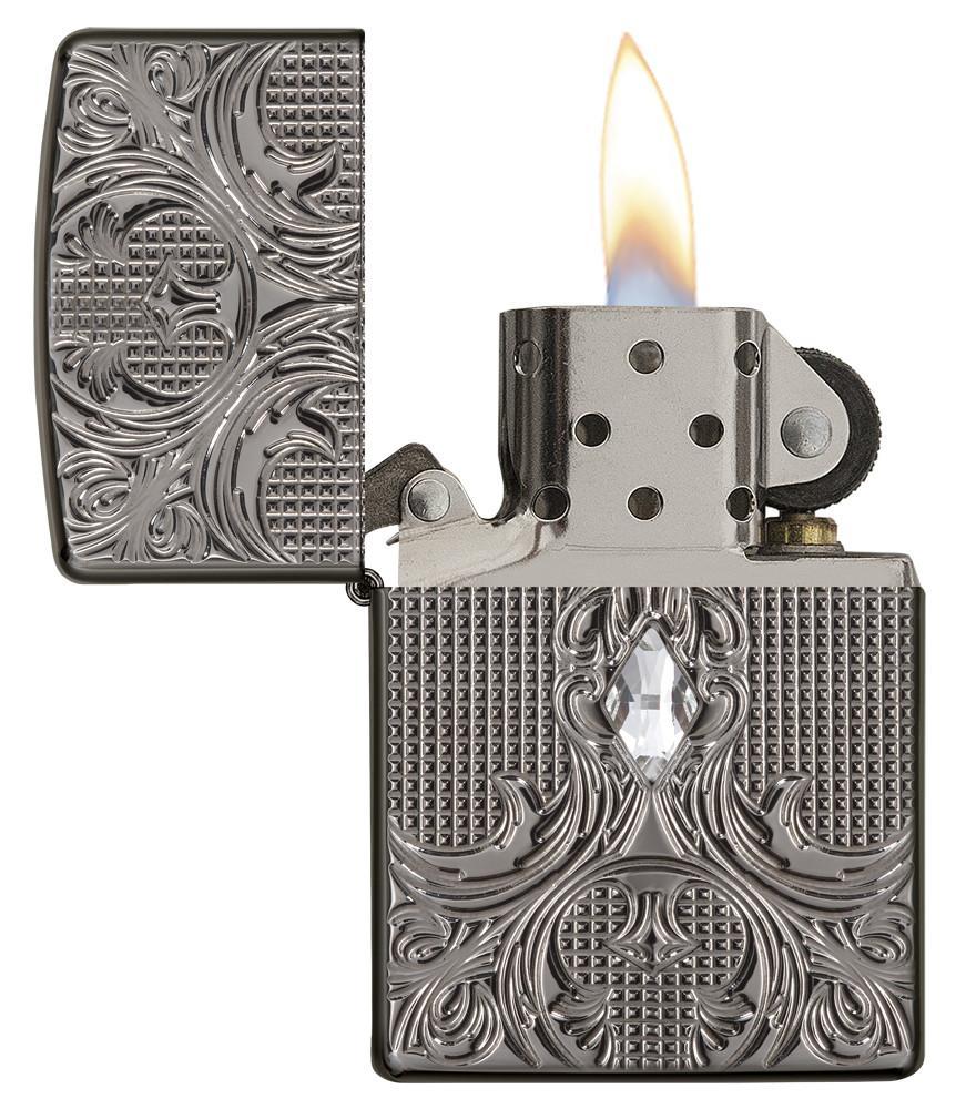 Bật Lửa Zippo Crystal Lattice Armor High Polish Black Ice 28956