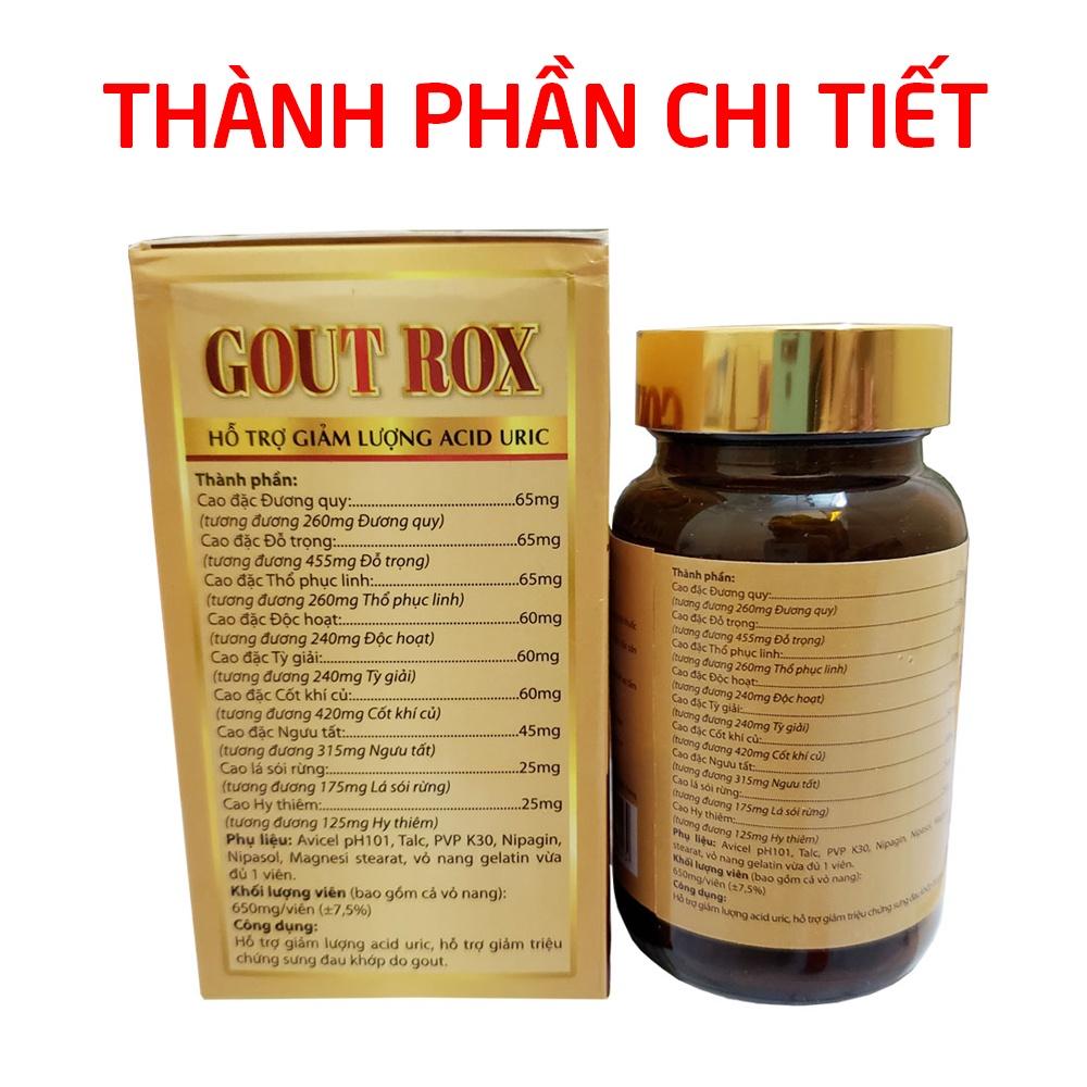 Viên gút thảo dược GOUT ROX HDPHARMA giảm acid uric, giảm gút, giảm sưng đau khớp - Chai 50 viên