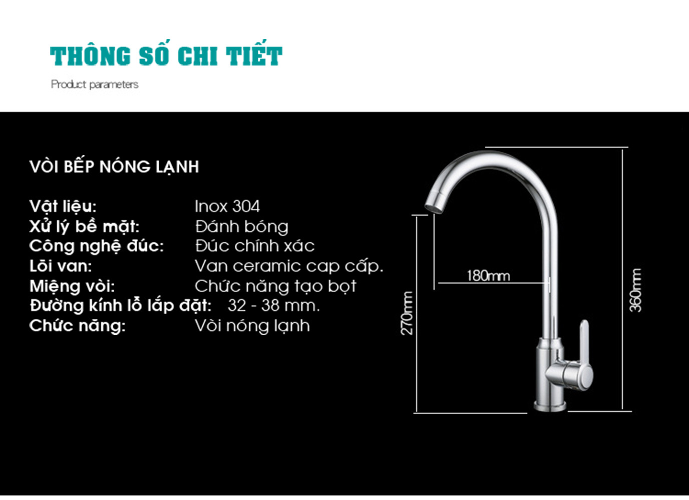 Vòi rửa chén nhà bếp nóng lạnh CHÍNH HÃNG KAMA RC13 100% inox 304 đánh bóng sang trọng, không chì, không rỉ sét phù hợp với mọi thiết kế bồn rửa chén nhà bếp - tặng kèm bộ dây cấp nước nóng lạnh 60 cm.