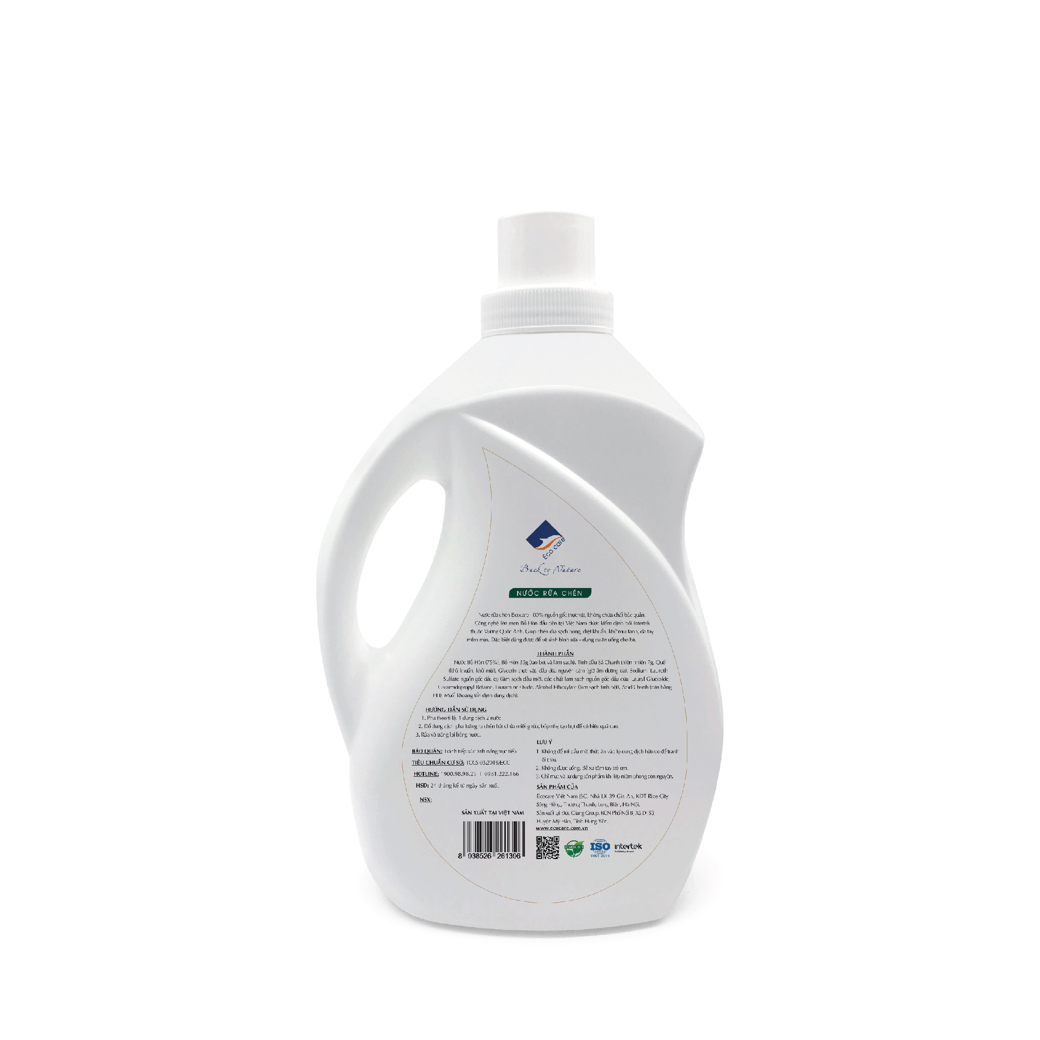 Nước rửa chén hữu cơ Bồ hòn hương Sả Chanh 4000ml thương hiệu Ecocare