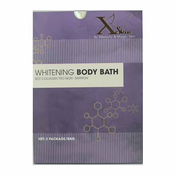XSKIN Whitening Body Bath - Kem Dưỡng Trắng Da Toàn Thân Gồm Saffron Và Kem Ủ Trắng ( hộp 2 gói)