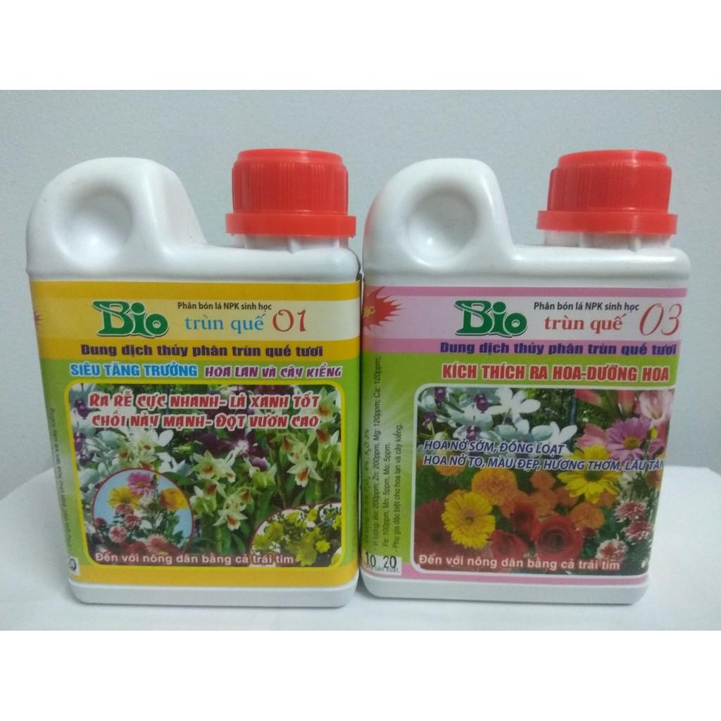 Combo 2 chai PHÂN BÓN LÁ TRÙN QUẾ 01 và 03 - chai 250 ml