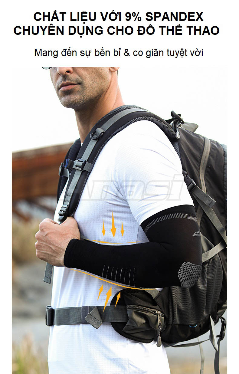 Găng tay chống nắng nam cao cấp Anasi HB61 - Vải dệt kim dày, đàn hồi, mềm mịn