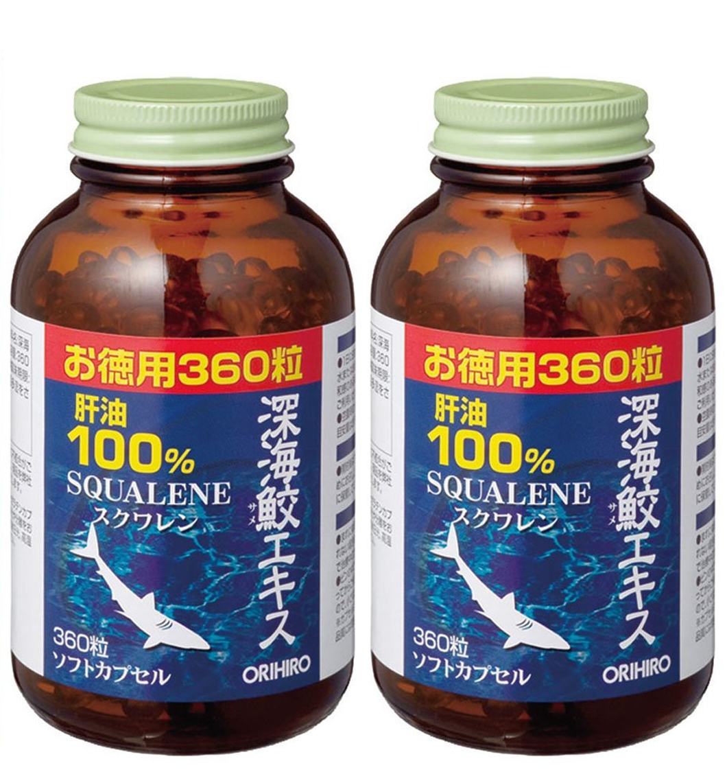 Combo 2 hộp Dầu gan cá mập Orihiro Squalene Nhật Bản 360 viên