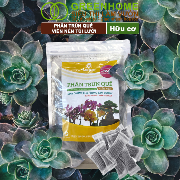 Phân Trùn Quế Viên Nén Greenhome, Lavamix, Túi lưới, Bao 36 Túi,  Dinh Dưỡng Hữu Cơ, Không Mùi, Tốt Cho Lan, Bonsai, Rau