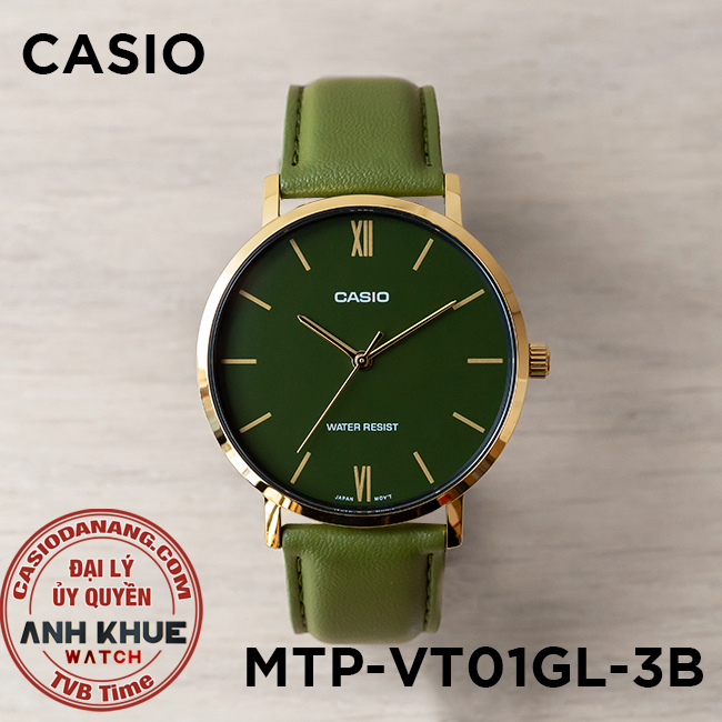 Đồng hồ nam dây da Casio Standard chính hãng MTP-VT01GL-3BUDF