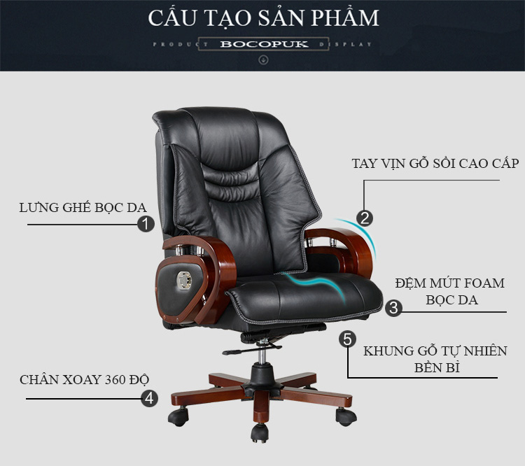 Ghế Giám Đốc Ngả Lưng Chân Xoay GĐ30