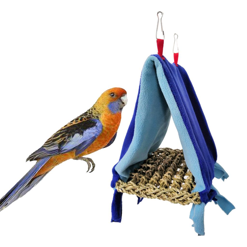 Bird Parrot Perch Tent Triangle Hammock Nest Bed Blue