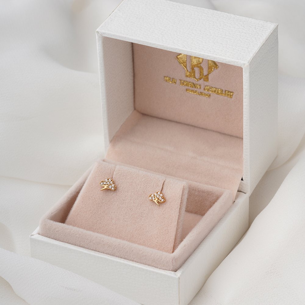 Bông Tai Nữ Vàng 14K BTAM36 Huy Thanh Jewelry