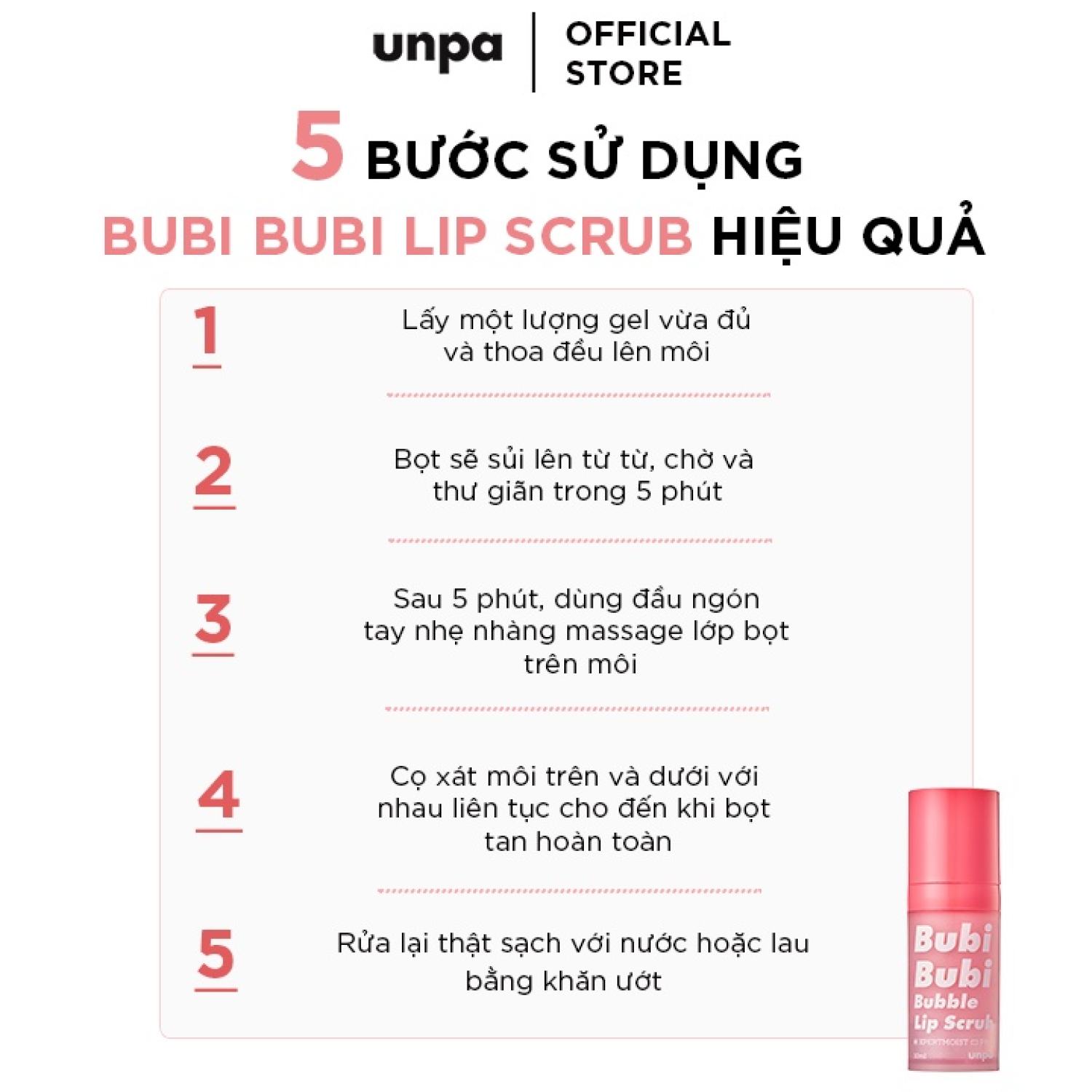 Combo gel tẩy tế bào chết môi và son dưỡng môi làm hồng và căng mọng môi Unpa Bubi Bubi Lip Scrub 10ml + Unpa Bubi Bubi Lip Balm 3.8g