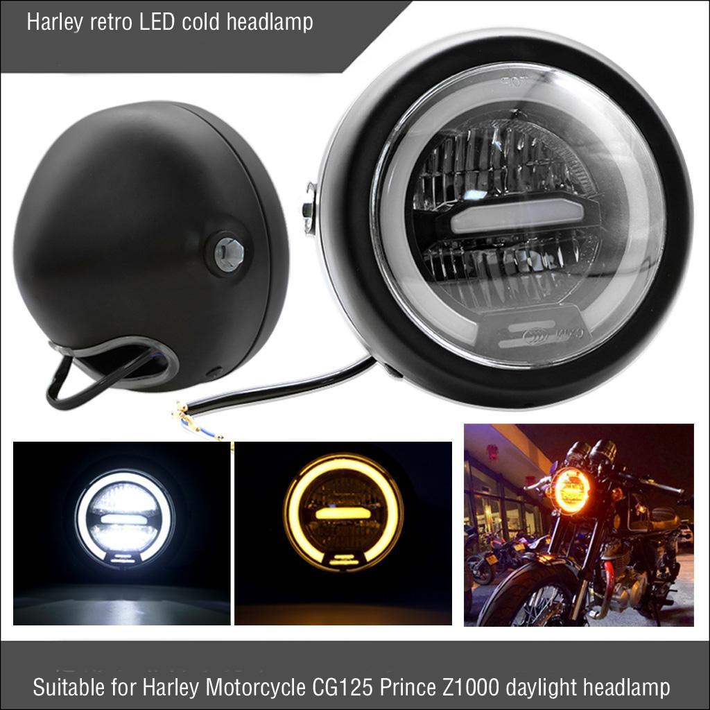 Retro 5.9" Motorcycle 5.1'' LED Headlight Projector DRL for Harley