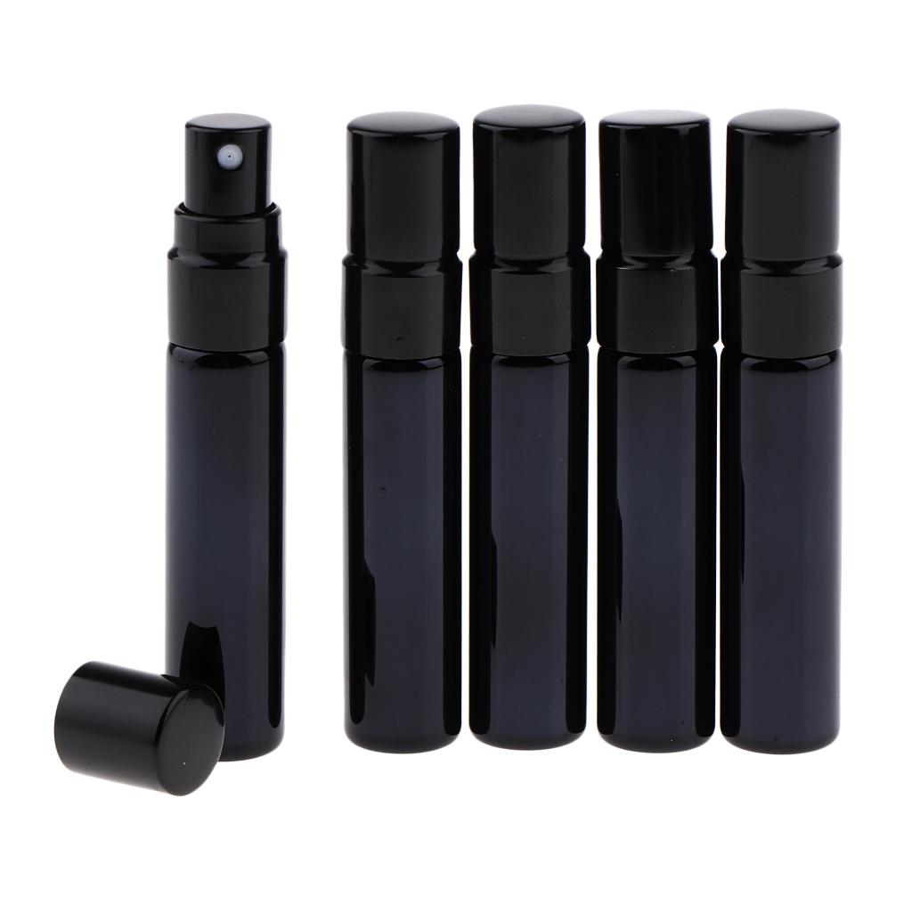 2X 5pcs Glass Spray Bottles Mini Vials Perfume Bottle Cosmetic Container Black