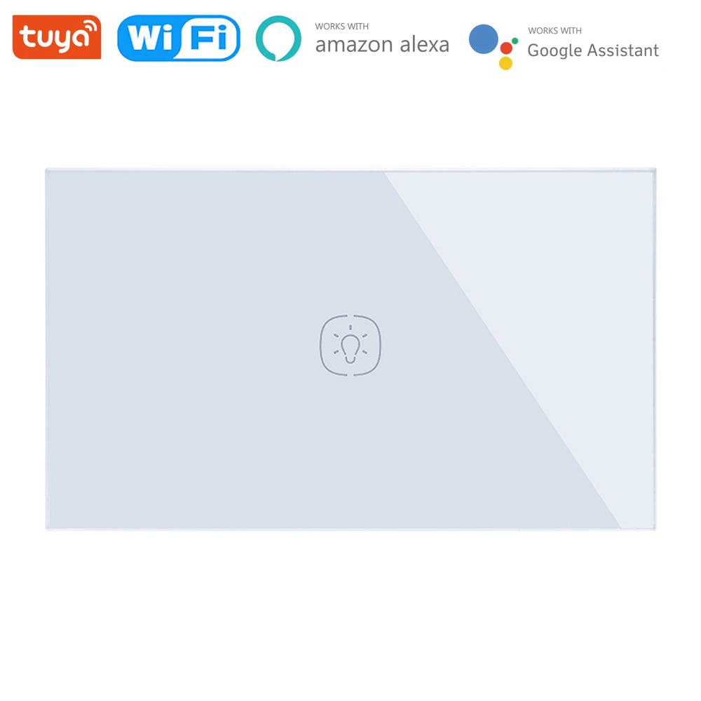 WiFi Smart Wall Touch Switch Glass Panel Mobile APP Tuya/Touch Control Timer No Hub Required Compatible with Google HomeandAlexa