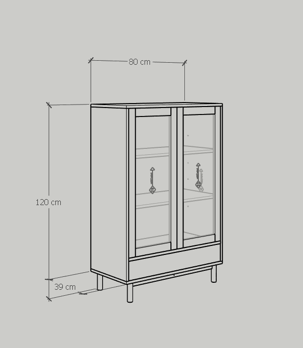 [Happy Home Furniture] CATY , Kệ sách 3 tầng cửa kính 1 ngăn kéo - chân sắt ,  80cm x 39cm x 120cm (DxRxC), KSA_022