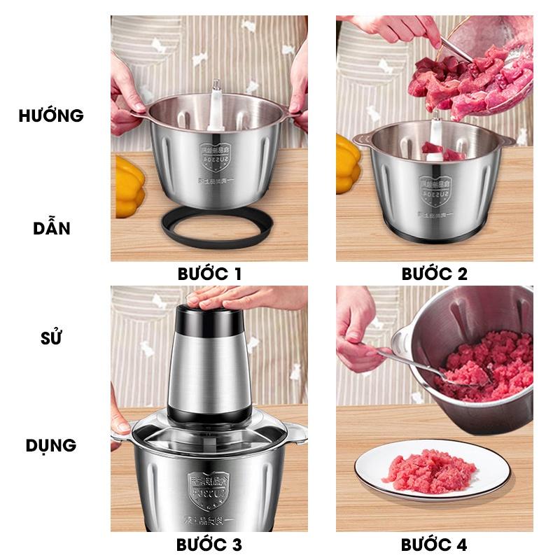 Máy xay thịt cối inox dao xay 4 lưỡi KITCHEN EXPERT (KE2L)