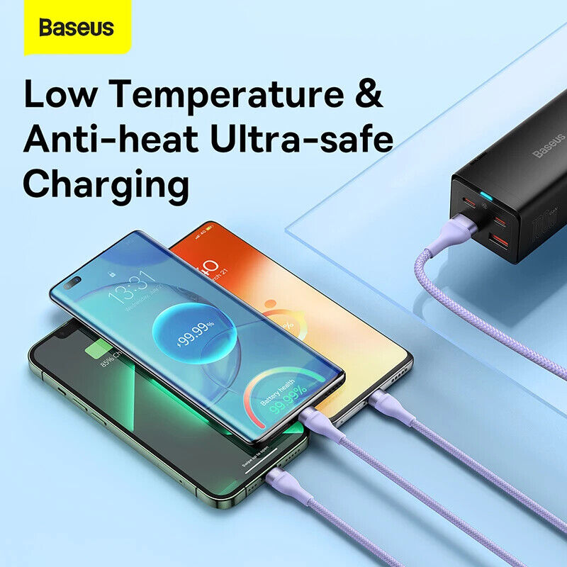 Cáp sạc nhanh đa năng 3 đầu Baseus Flash Series II 3in1 Fast Charging Cable (USB-A+ Type C to Micro + L + Type C, 100W) -Hàng chính hãng