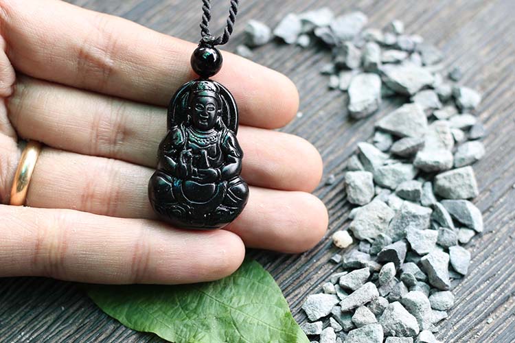 Mặt Dây Chuyền Phật Bà Đá Obsidian Ngọc Quý Gemstones MD48