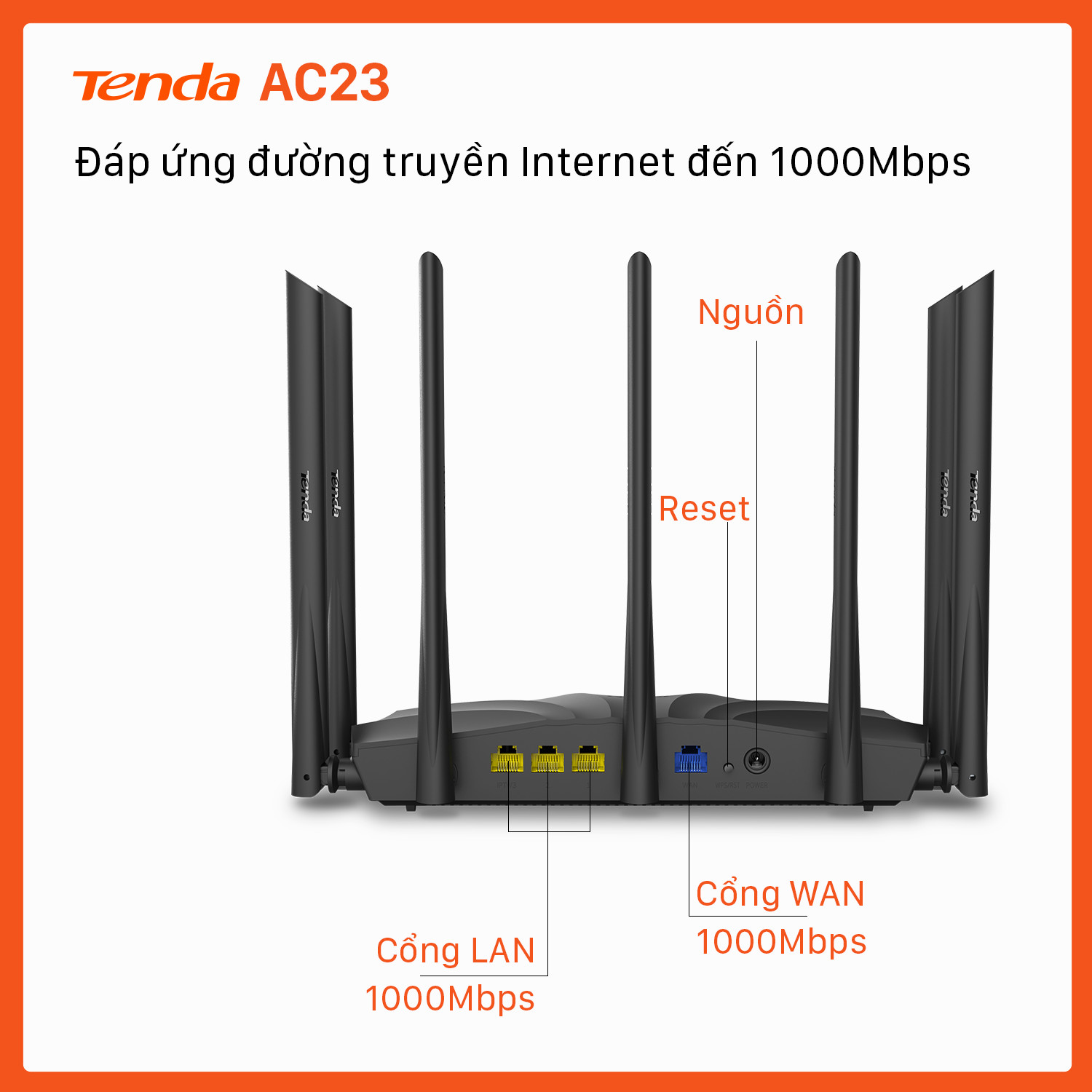 Thiết bị phát Wifi Tenda AC23 Chuẩn AC 2100Mbps - Hàng Chính Hãng