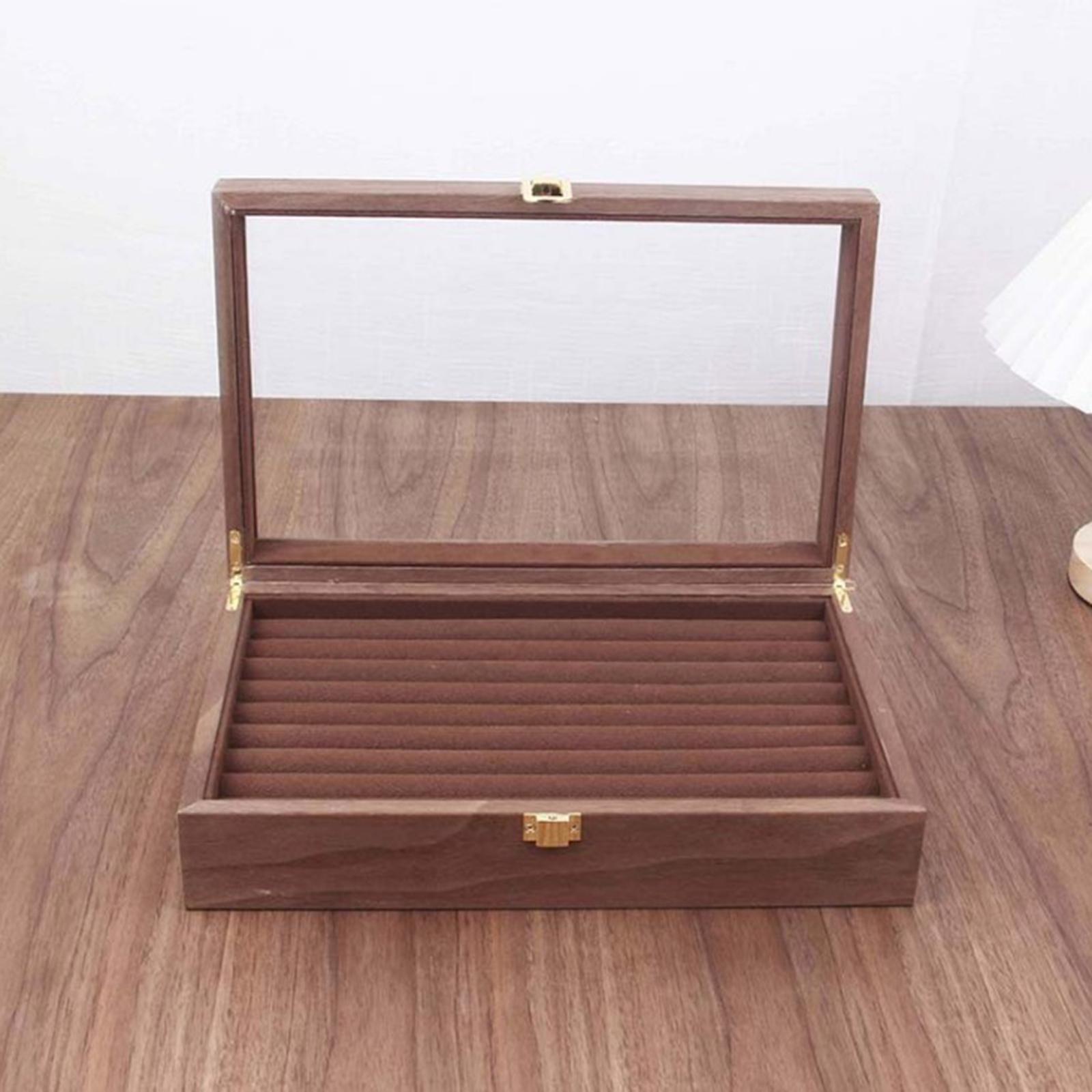 Premium Wooden Glass  Display Box Jewelry Holder Storage Organizer Case
