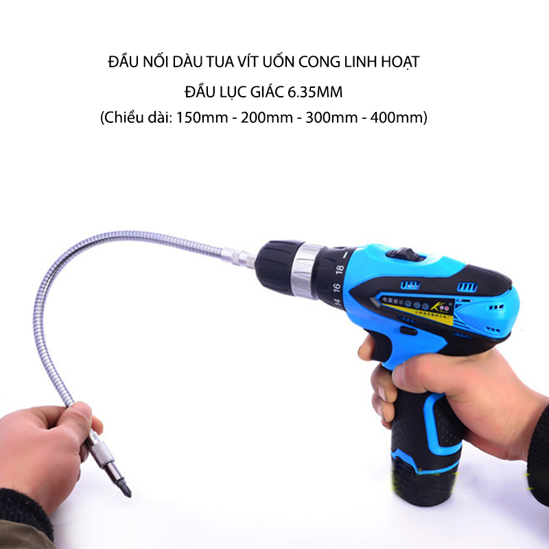 Thanh nối dài tua vít uốn cong linh hoạt, đầu lục giác 6.35
