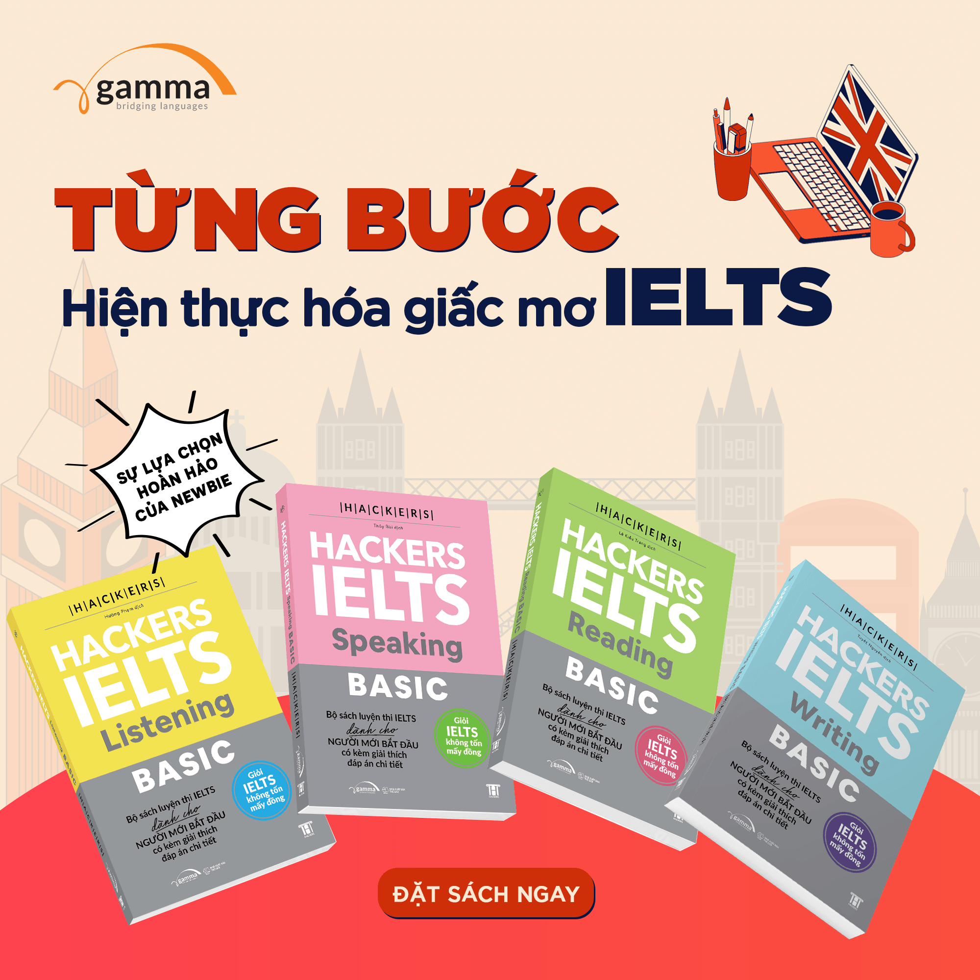 Sách - Combo Hackers Ielts Basic Bộ 4 Cuốn
