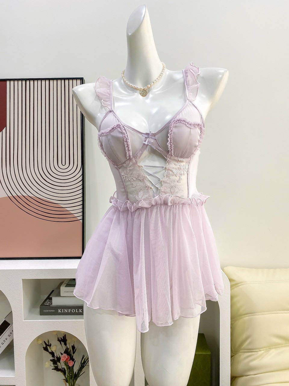 Váy Ngủ Ren Kiểu Dáng Nữ Tính (Không kèm áo choàng) - B.Lingerie