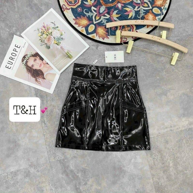Chân váy da bóng cạp cao QC hot hit