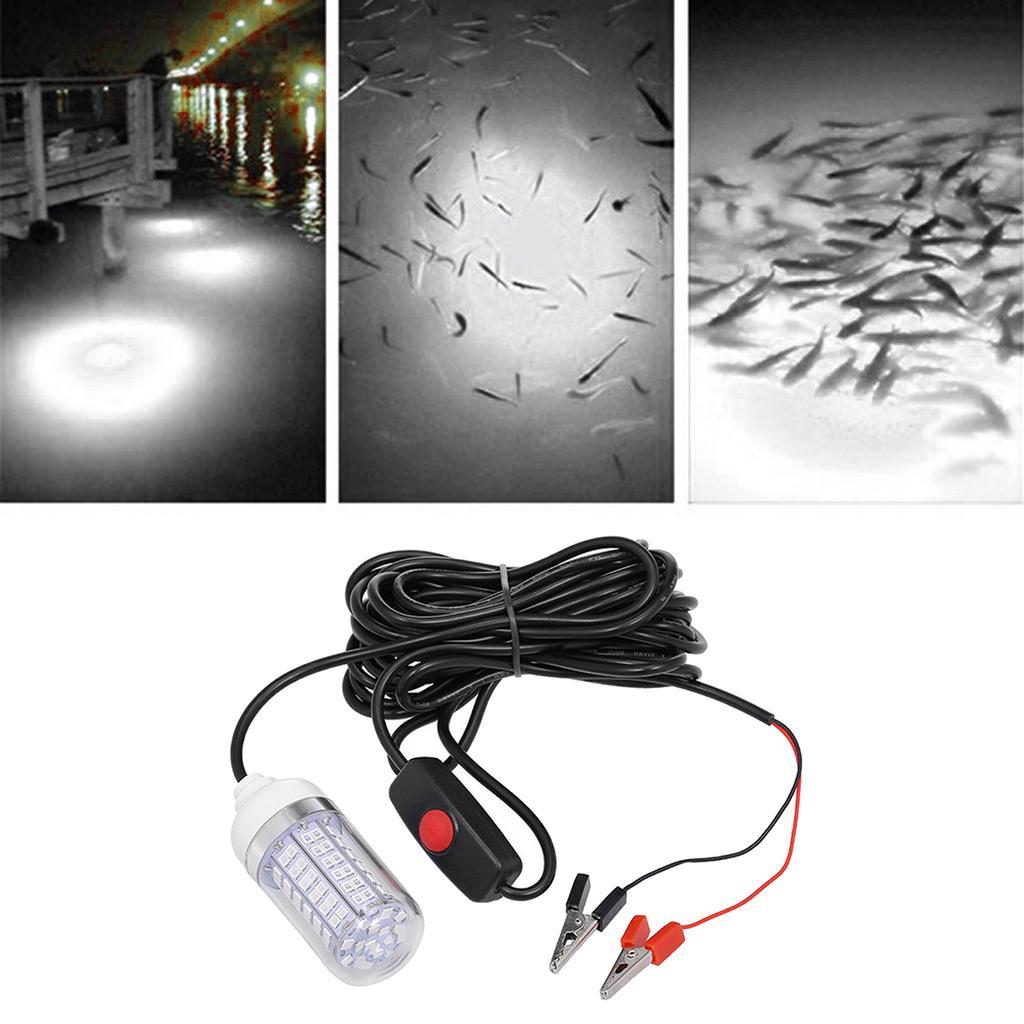 2x 12V 108 LEDs Submersible Fishing Light Underwater Fish Finder Lamp with 5m Cord And Battery Clip Fishing Light Boat Attract Fishes