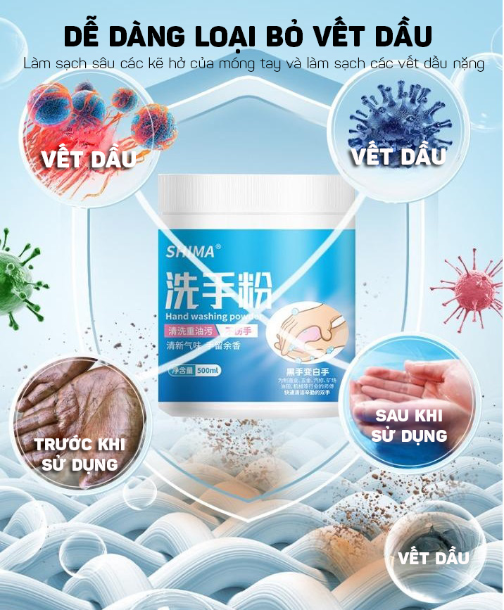 Bột Tẩy Rửa Vết Dầu Nhớt Trên Tay Khi Sửa Chữa Máy Móc Xe Ô Tô, Xe Máy, Xe Đạp SHIMA 500ML- Hàng Nhập Khẩu