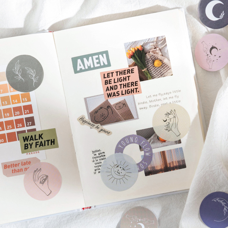 Sticker chủ đề Mặt Trăng - Hộp 45 miếng dán trang trí sổ tay Bullet Journal - M095