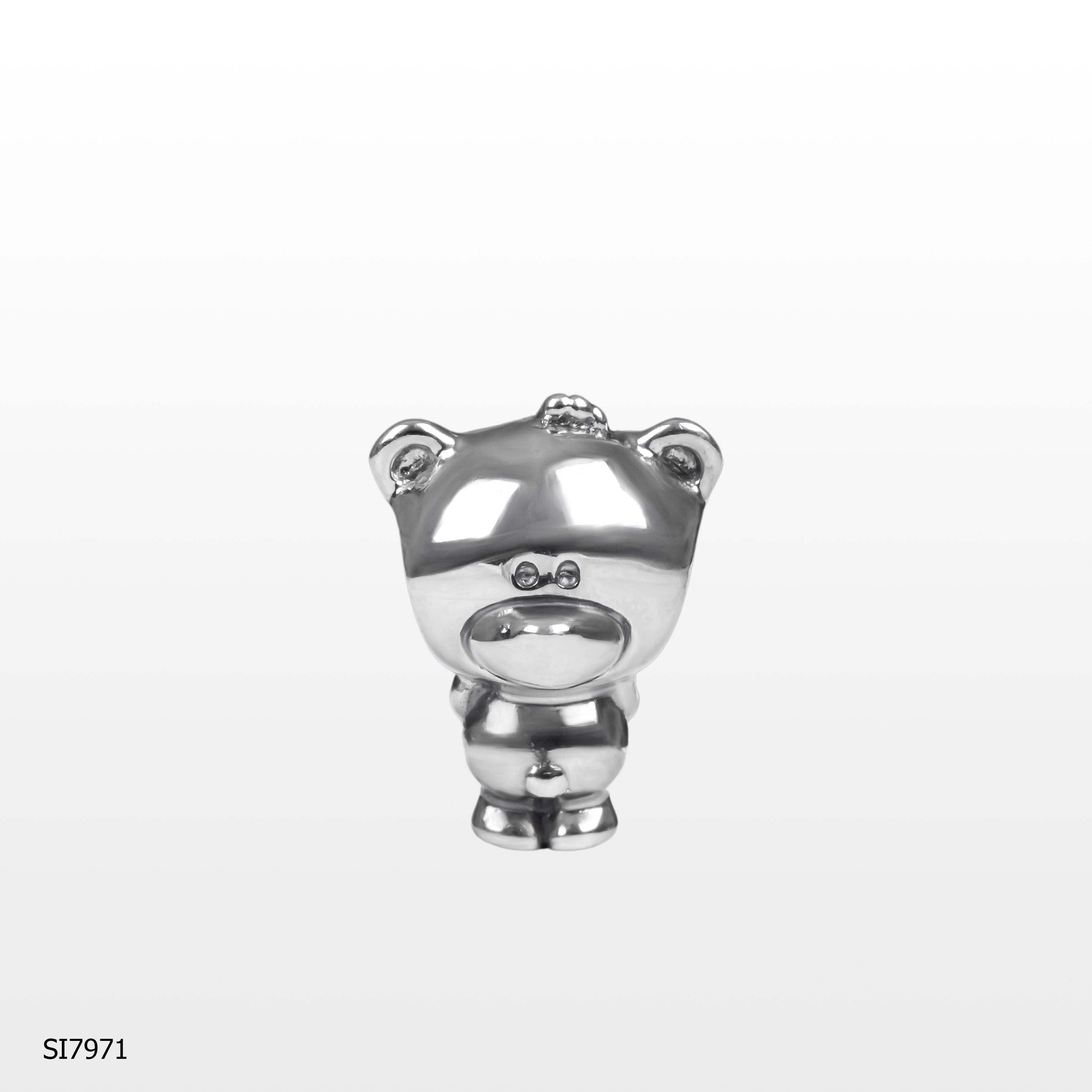 Vòng charm bạc hạt hình gấu màu bạc - SI7971
